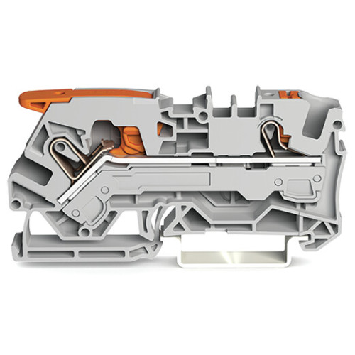2-conductor through terminal block, with lever and push-button, 6 mm&sup2;, gray