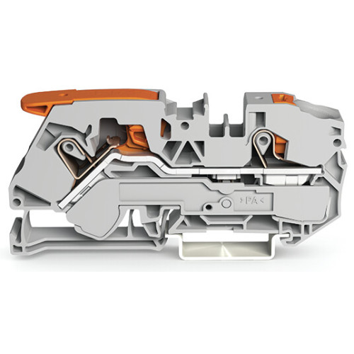 2-conductor through terminal block, with lever and push-button, 16 mm&sup2;, gray
