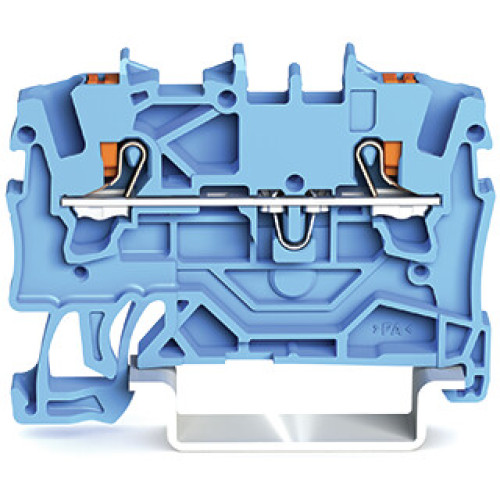 2-conductor through terminal block, with push-button, 1.5 mm&sup2;, blue