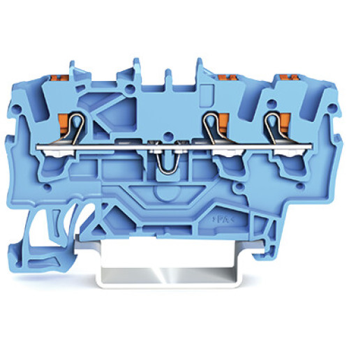 3-conductor through terminal block, with push-button, 1.5 mm&sup2;, blue