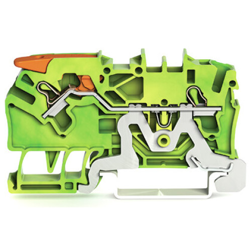 2-conductor ground terminal block, with lever and Push-in CAGE CLAMP&reg;, 2.5 mm&sup2;, green-yellow