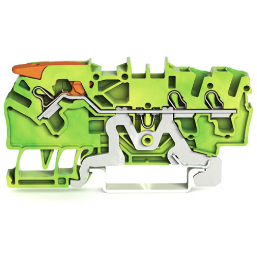 3-conductor ground terminal block, with lever and Push-in CAGE CLAMP&reg;, 2.5 mm&sup2;, green-yellow