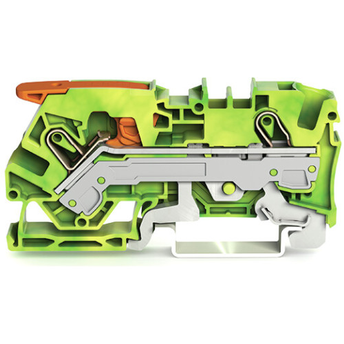 2-conductor ground terminal block, with lever and Push-in CAGE CLAMP&reg;, 6 mm&sup2;, green-yellow