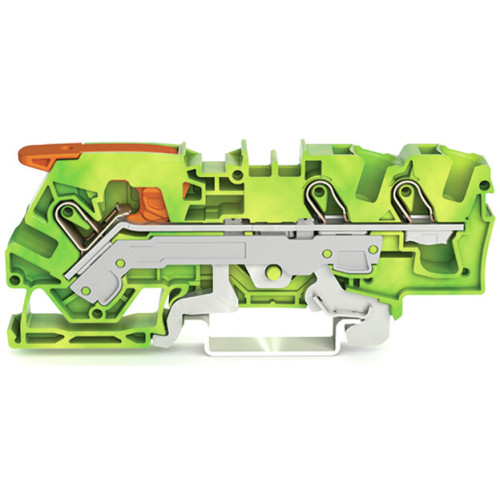 3-conductor ground terminal block, with lever and Push-in CAGE CLAMP&reg;, 6 mm&sup2;, green-yellow