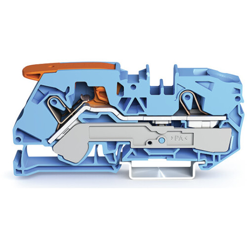 2-conductor through terminal block, with lever and Push-in CAGE CLAMP&reg;, 16 mm&sup2;, blue
