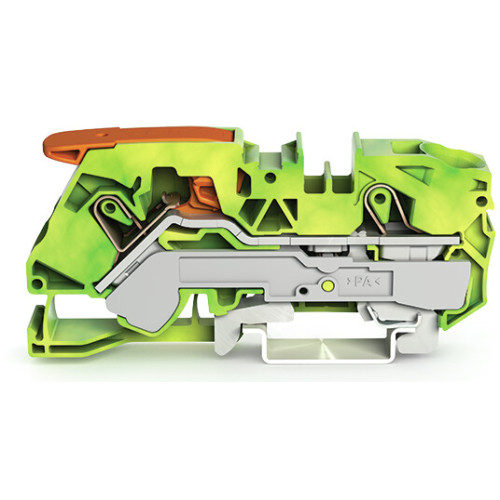 2-conductor ground terminal block, with lever and Push-in CAGE CLAMP&reg;, 16 mm&sup2;, green-yellow