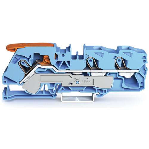 3-conductor through terminal block, with lever and Push-in CAGE CLAMP&reg;, 16 mm&sup2;, blue