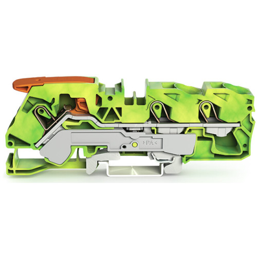 3-conductor ground terminal block, with lever and Push-in CAGE CLAMP&reg;, 16 mm&sup2;, green-yellow
