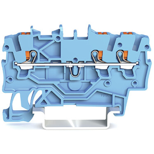 3-conductor through terminal block, with push-button, 1 mm&sup2;, blue