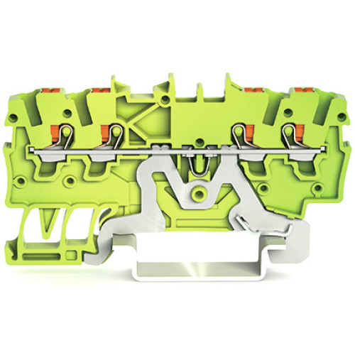 4-conductor ground terminal block, with push-button, 1 mm&sup2;, green-yellow