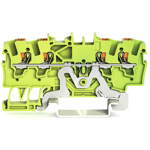 4-conductor ground terminal block, with push-button, 1.5 mm&sup2;, green-yellow