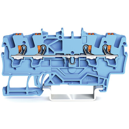 4-conductor through terminal block, with push-button, 1.5 mm&sup2;, blue