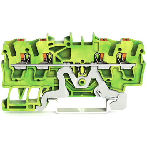4-conductor ground terminal block, with push-button, 2.5 mm&sup2;, green-yellow