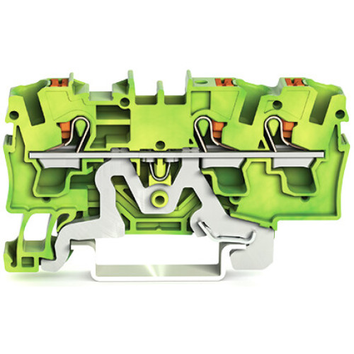 3-conductor ground terminal block, with push-button, 4 mm&sup2;, green-yellow