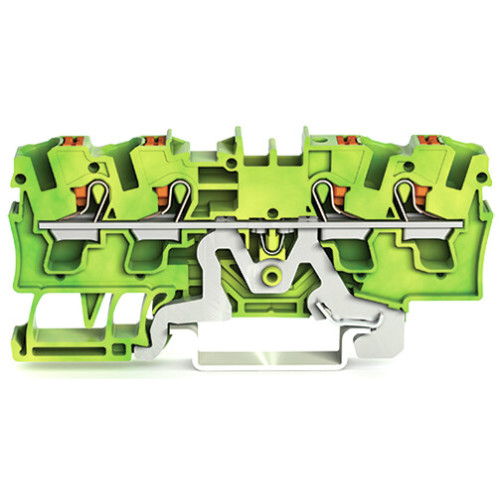4-conductor ground terminal block, with push-button, 4 mm&sup2;, green-yellow
