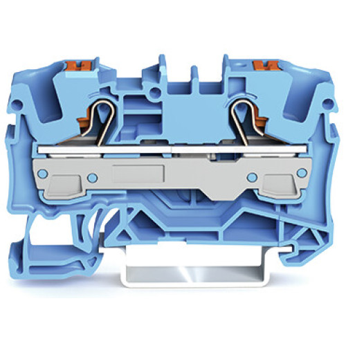 2-conductor through terminal block, with push-button, 6 mm&sup2;, blue