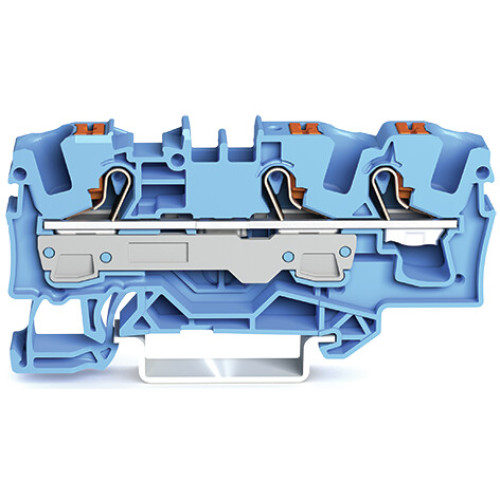 3-conductor through terminal block, with push-button, 6 mm&sup2;, blue