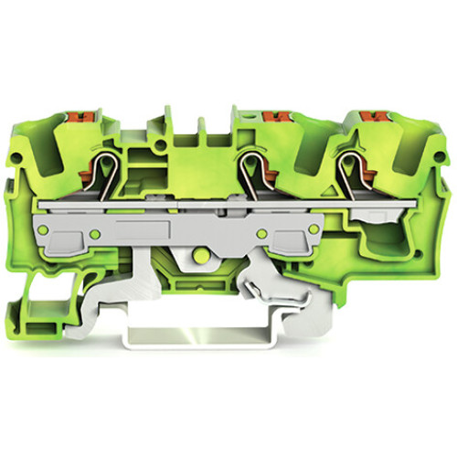 3-conductor ground terminal block, with push-button, 6 mm&sup2;, green-yellow