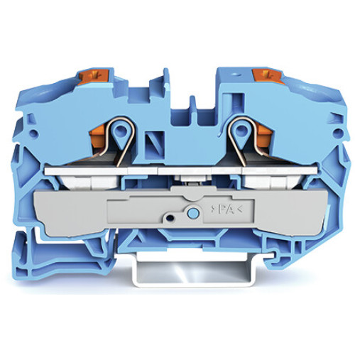 2-conductor through terminal block, with push-button, 16 mm&sup2;, blue