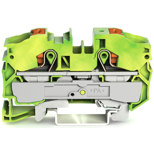 2-conductor ground terminal block, with push-button, 16 mm&sup2;, green-yellow