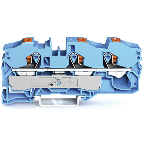 3-conductor through terminal block, with push-button, 16 mm&sup2;, blue