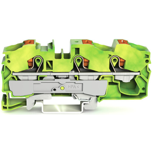 3-conductor ground terminal block, with push-button, 16 mm&sup2;, green-yellow