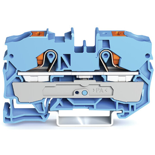 2-conductor through terminal block, with push-button, 10 mm&sup2;, blue