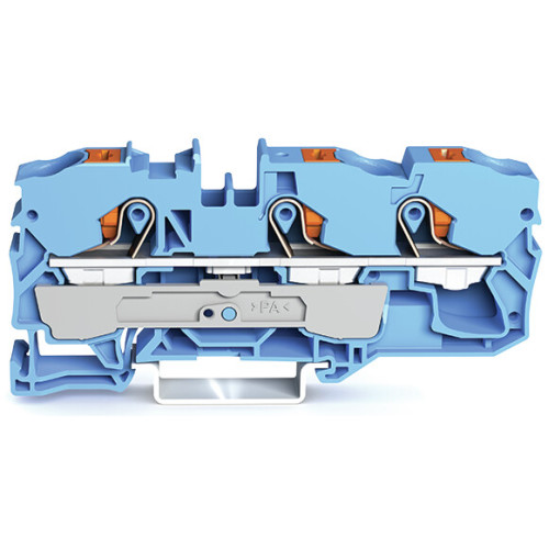 3-conductor through terminal block, with push-button, 10 mm&sup2;, blue