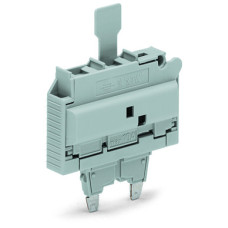 Fuse plug with pull-tab for mini metric fuse 1/4 x 11/4 with indicator lamp gray
