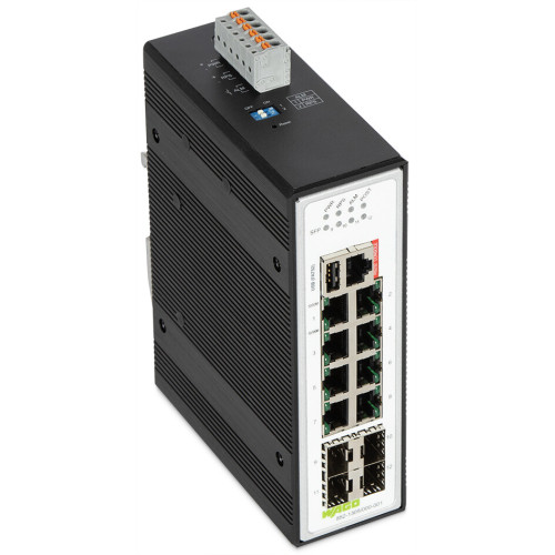 Industrial Managed Switch, 8 Ports 1000Base-T, 4-Slot 1000BASE-SX/LX, Extended temperature range, US