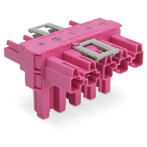 T-distribution connector, 5-pole, Cod. B, pink