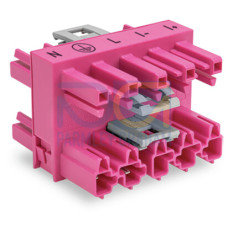 3-way distribution connector, 5-pole, Cod. B, pink