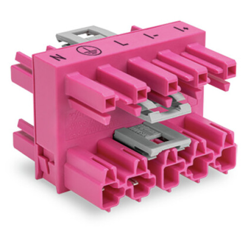 3-way distribution connector, 5-pole, Cod. B, pink