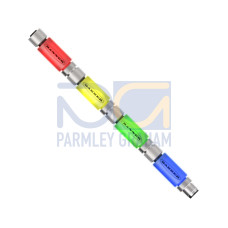 TL15 Series Kit: 4-Color In-Line Status Indicator, Voltage: 12 or 24 V dc, Housing: PVC, IP67, Input: PNP, Colors: Blue, Green, Yellow, Red, Male-Female 5-pin M12 Integral QD