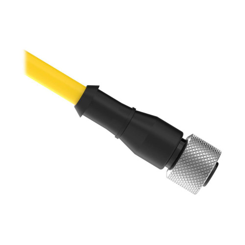 Cordset: Single Ended M12, 8-pin Straight Female, 30.48 m 8x22 Yellow PVC Jacket, Nickel-Plated Brass Coupling Nut