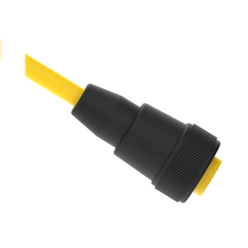 Cordset: Single Ended 7/8 in, 4-pin Straight Female Connector with Shield, 45.7 m (149.9 ft) Yellow PVC Jacket, Nickel-Plated Brass Coupling Nut