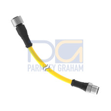 Cordset: Double Ended M12, 8-pin Straight Female, 8-pin Straight Male, 3.05 m 8x22 Yellow PVC Jacket, Nickel-Plated Brass Coupling Nuts