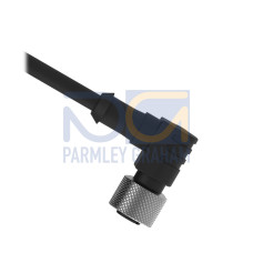 Cordset: Single Ended M12, 4-pin Right-Angle Female, 9 m (29.53 ft) 4x22 Black PVC Jacket, Nickel-Plated Brass Coupling Nut