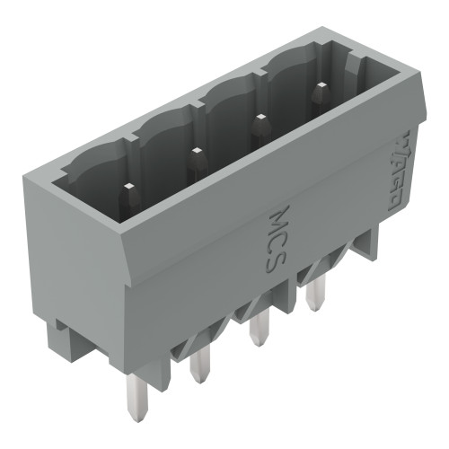 Male connector with straight solder pins 4-pole Pin spacing 5 mm / 0.197 in Vertical PCB mounting with closed end