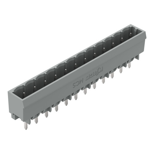 Male connector with straight solder pins 12-pole Pin spacing 5 mm / 0.197 in Vertical PCB mounting with closed end