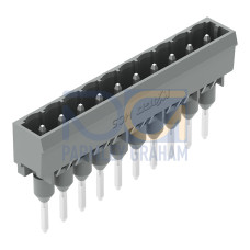 Male connector for rail-mount terminal blocks, 1.2 x 1.2 mm pins, straight, gray
