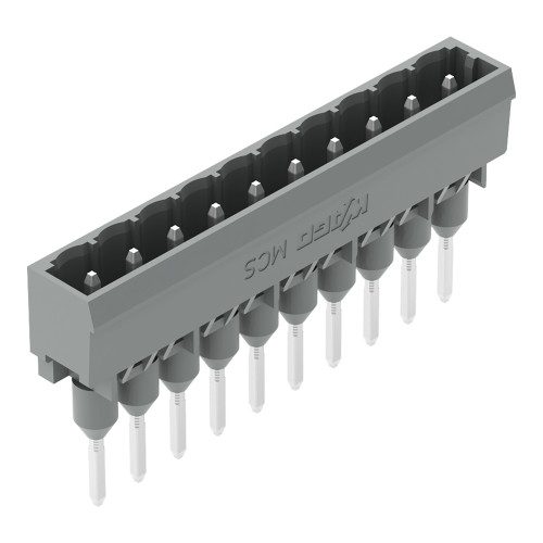 Male connector for rail-mount terminal blocks, 1.2 x 1.2 mm pins, straight, gray