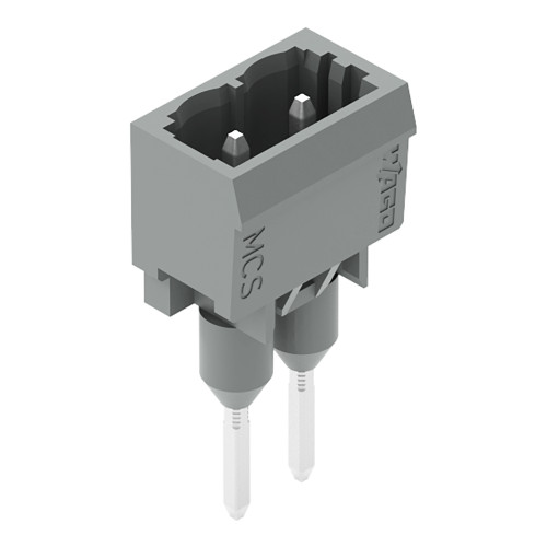 Male connector for rail-mount terminal blocks, 1.2 x 1.2 mm pins, straight, gray