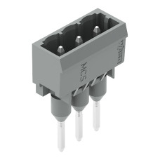 Male connector for rail-mount terminal blocks, 1.2 x 1.2 mm pins, straight, gray