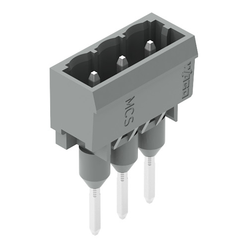 Male connector for rail-mount terminal blocks, 1.2 x 1.2 mm pins, straight, gray