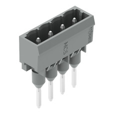 Male connector for rail-mount terminal blocks, 1.2 x 1.2 mm pins, straight, gray