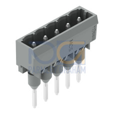 Male connector for rail-mount terminal blocks, 1.2 x 1.2 mm pins, straight, gray