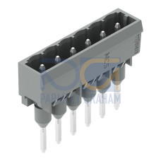 Male connector for rail-mount terminal blocks, 1.2 x 1.2 mm pins, straight, gray