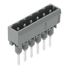 Male connector for rail-mount terminal blocks, 1.2 x 1.2 mm pins, straight, gray