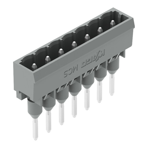 Male connector for rail-mount terminal blocks, 1.2 x 1.2 mm pins, straight, gray